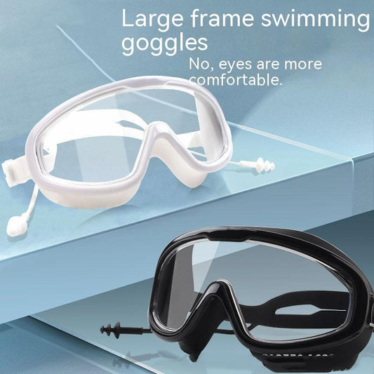 Large-frame waterproof anti-fog swimming goggles with clear HD lenses for men and women