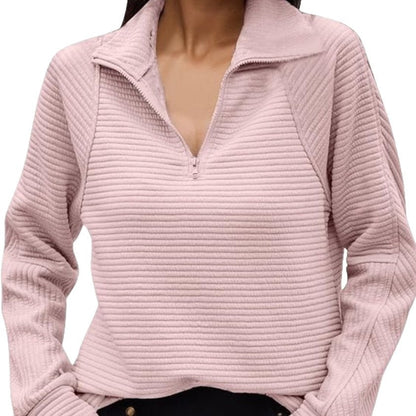 Autumn winter loose stand-collar zipper sweatshirt with snake bone pattern in a solid color, front view