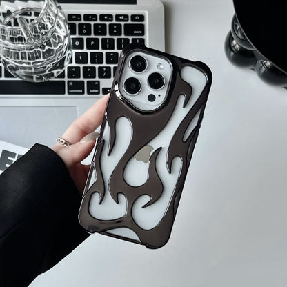 Electroplating hollow heat dissipation phone case with flame pattern and soft shell design