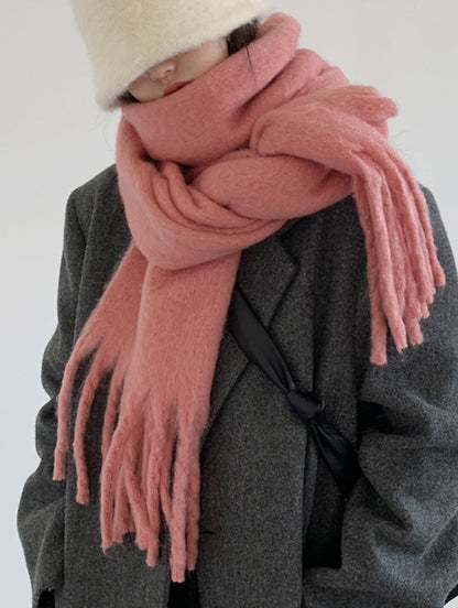 Plaid thickened warm cashmere-look scarf from My Store folded to show its soft textured fabric pattern