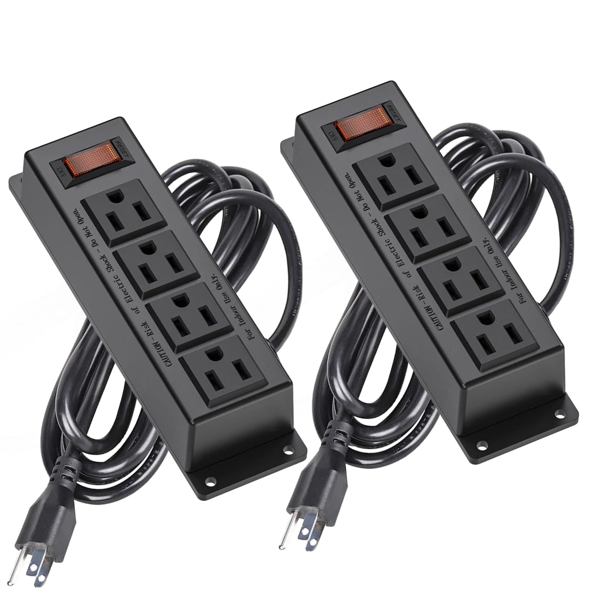 Dual 4-Outlet Power Strips with 10ft Cord