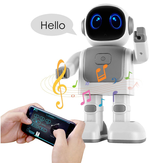 GBruno Store AI dancing robot toy for kids, interactive smart robot with programmable moves, Bluetooth music, and voice assistant features.