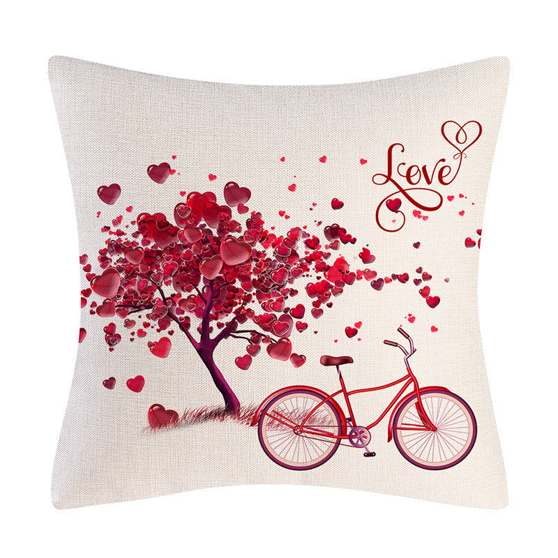 Valentine’s Day linen pillowcase holiday gift in a romantic seasonal design