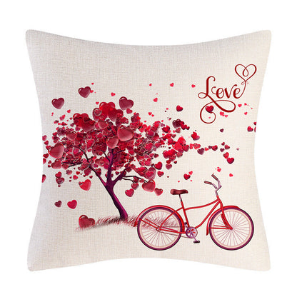 Valentine’s Day linen pillowcase holiday gift in a romantic seasonal design