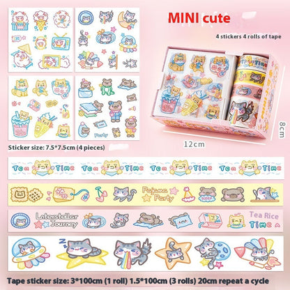 Cute tape sticker gift box with cartoon children's film stickers set by My Store
