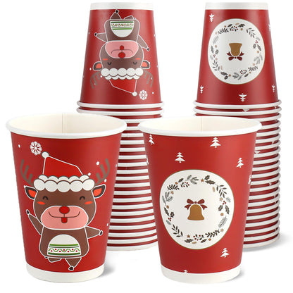 BackupMyFilesNow Rulyyo 12oz holiday paper cups with festive design, 42-pack for hot and cold beverages