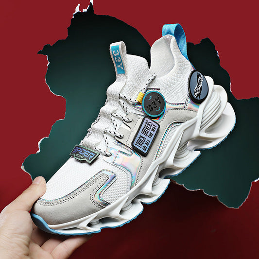 Hollow blade shock absorption sports shoes with breathable flying woven upper in a casual summer design