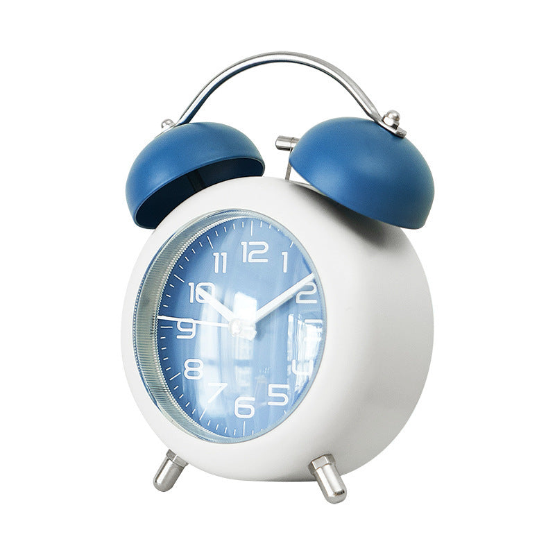 Large size mechanical metal alarm clock with twin bells and classic analog face