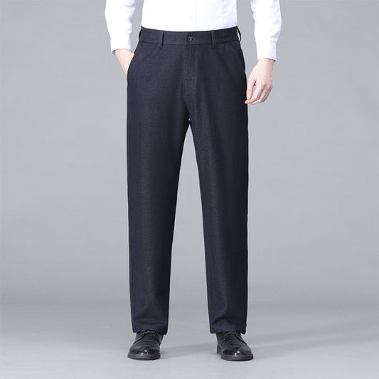 Men's business high-waisted casual pants in a fashionable tailored style, front view