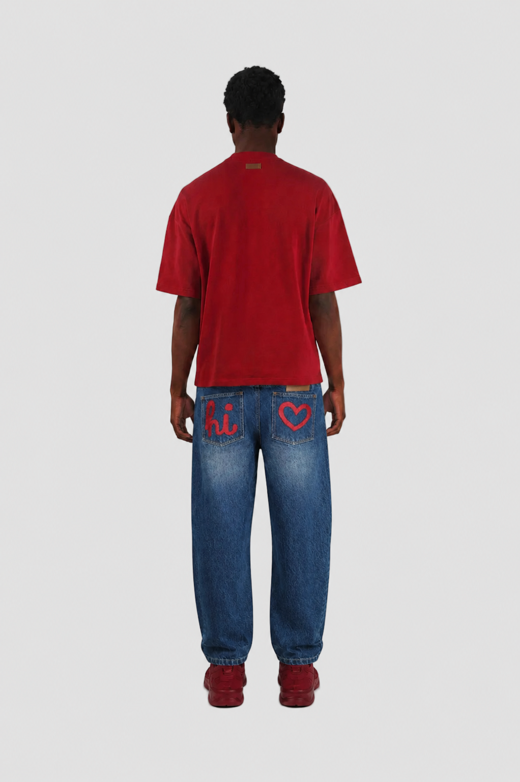 Overlap embroidered pocket jeans by Hideout featuring front pockets, detailed embroidery, and classic denim bottoms.