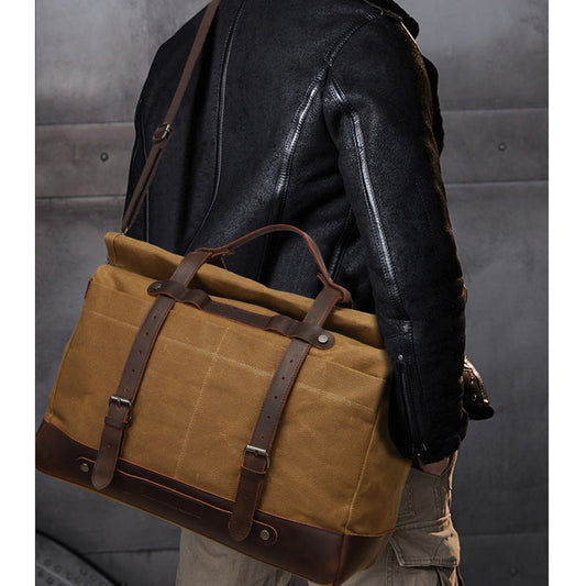 Canvas casual unisex crossbody shoulder bag with adjustable strap and zippered compartments
