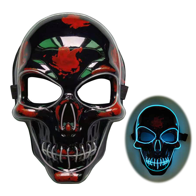 LED glow Halloween skeleton mask with a scary skull design, shown from the front