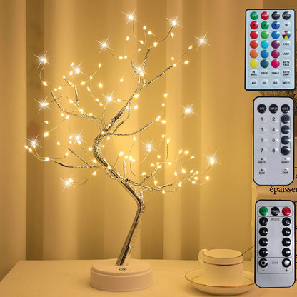 Colored starry sky LED copper wire rice tree lamp emitting multicolor light