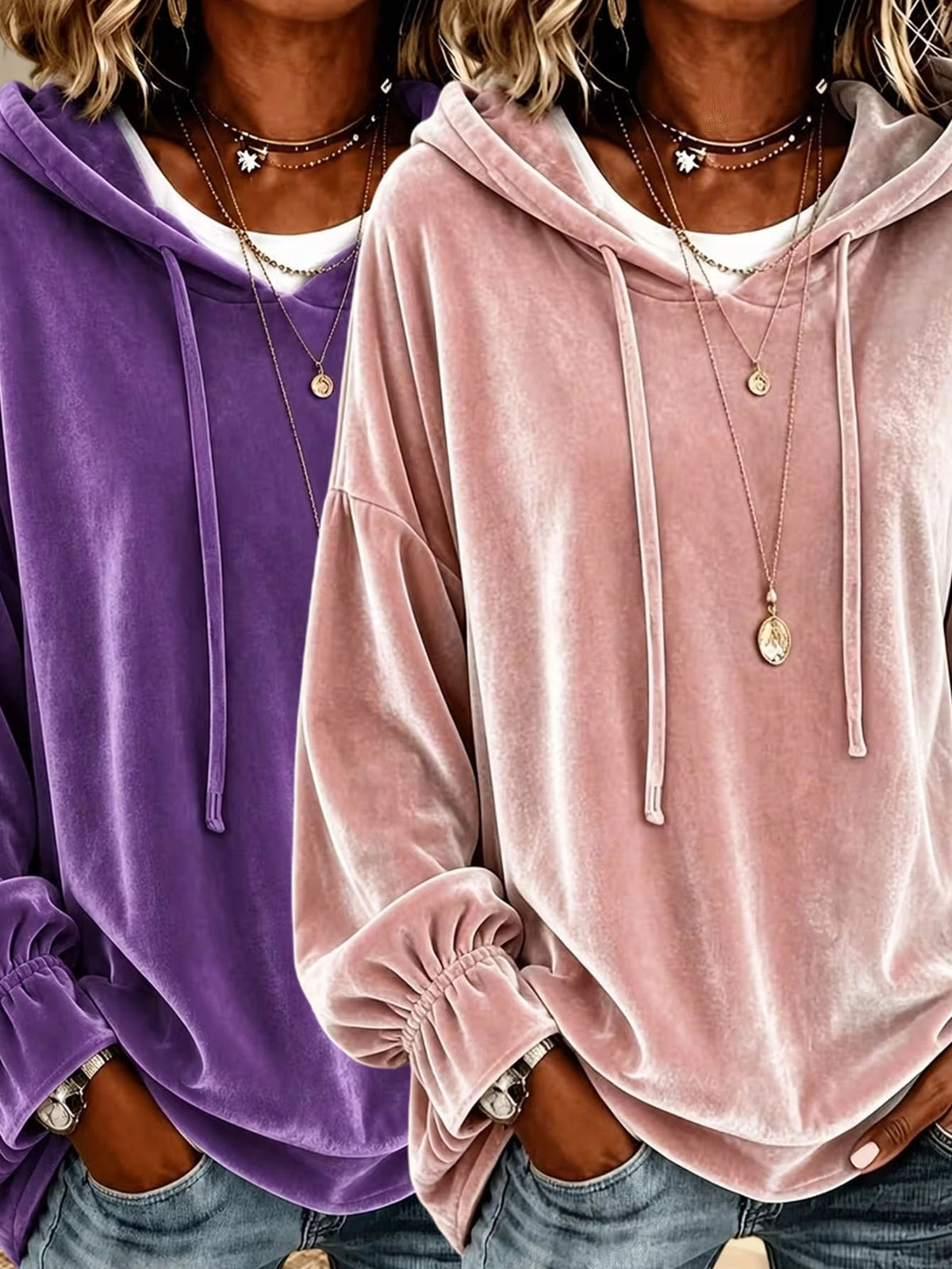 Solid-color versatile loose pullover top for women, relaxed fit and simple design