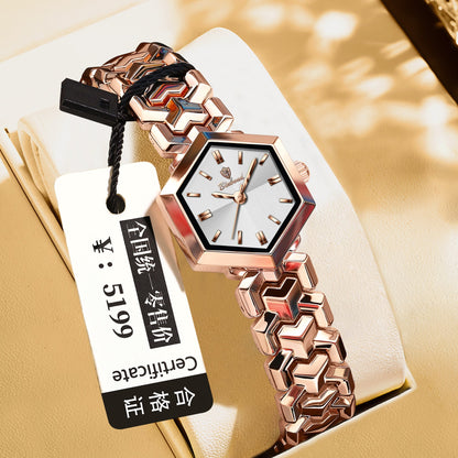 Women's octagonal waterproof quartz watch with a simple design by My Store