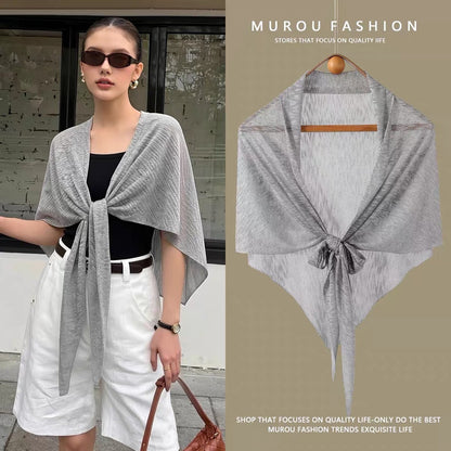 Summer sun-protective knitted scarf cheongsam shawl in a lightweight woven design