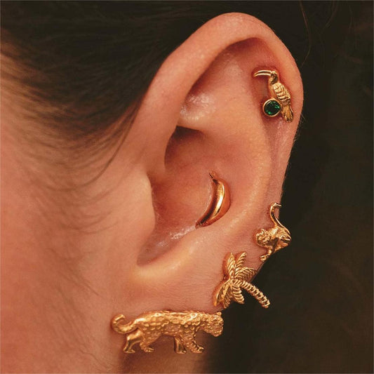 Fashionable cute stainless steel 18K gold-plated earrings with a polished finish, My Store brand