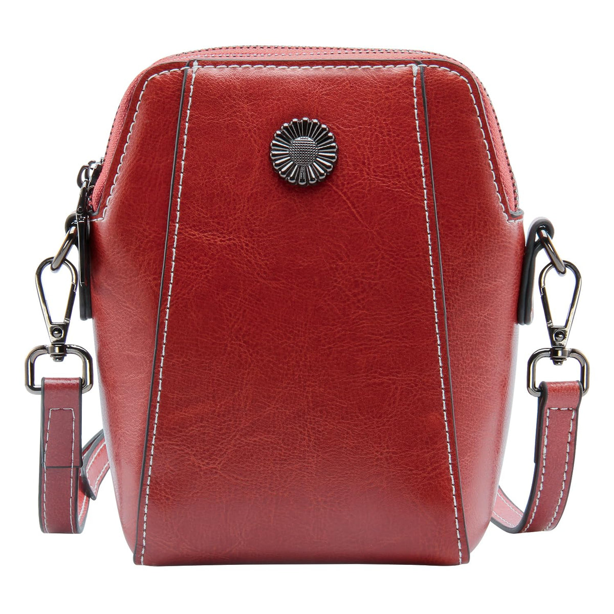 Designer Leather Small Crossbody Bags Purses for Women Cell Phone Bag Soft Womens Shoulder Handbags Gifts for Women (Red)
