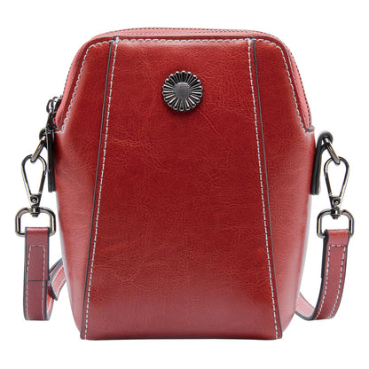 Designer Leather Small Crossbody Bags Purses for Women Cell Phone Bag Soft Womens Shoulder Handbags Gifts for Women (Red)