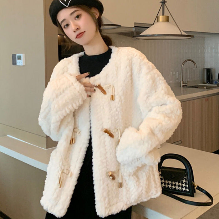Women's lamb wool fur coat