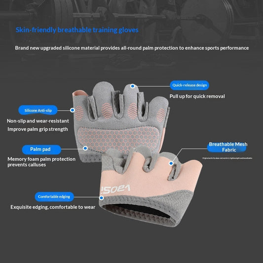 Fitness gloves with half fingers, callus-resistant palms, non-slip grip, and breathable fabric by My Store