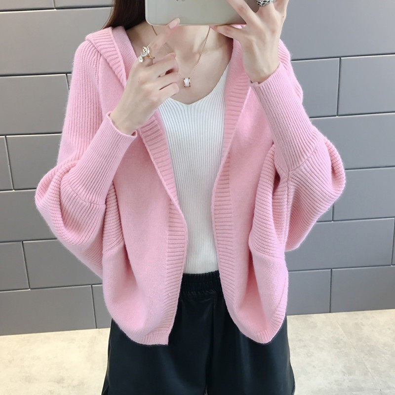 Solid-color knitted cardigan jacket for women by My Store