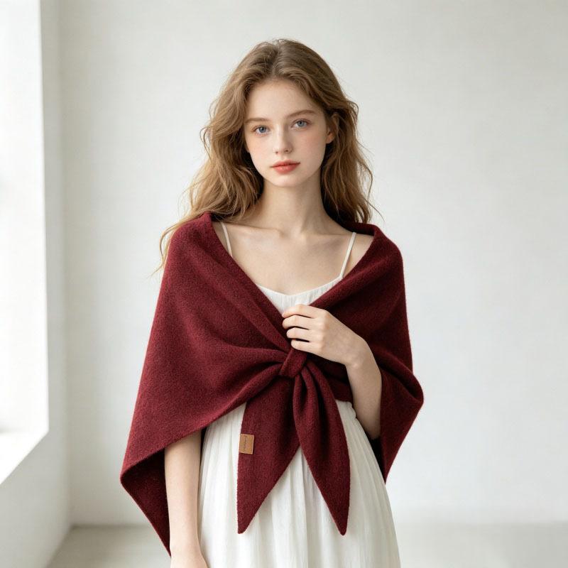 Wool large triangle scarf shawl in a soft draped design”】【