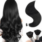 Jet Black I-Tip Real Hair Extensions