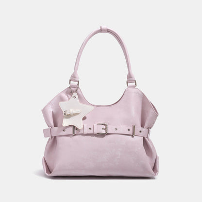 Belt-designed single-shoulder tote bag for women, large-capacity design in a structured silhouette