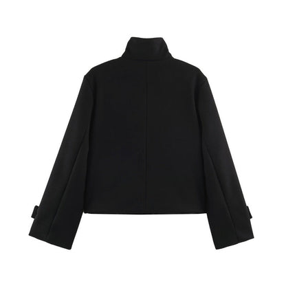 Womens Loose-fitting Stand-collar Thick Woolen Short Coat