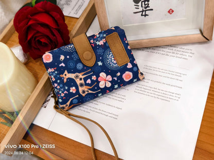 Multifunctional tri-fold fashion wallet with multiple card slots and printed design by My Store