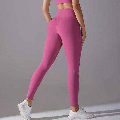 Women's high waist hip lift nude feel hot pants yoga pants in solid color leggings-style design