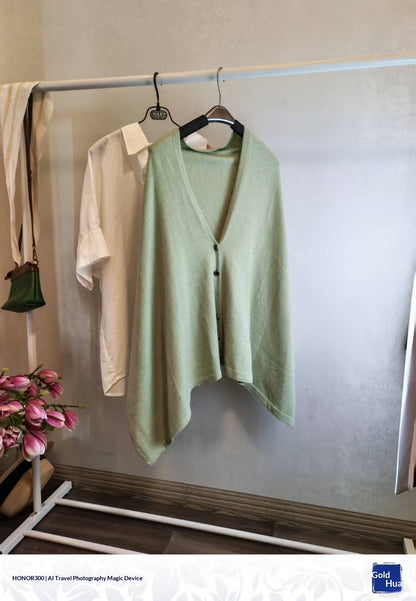 Slouchy knit vintage women's shawl with a sophisticated draped design