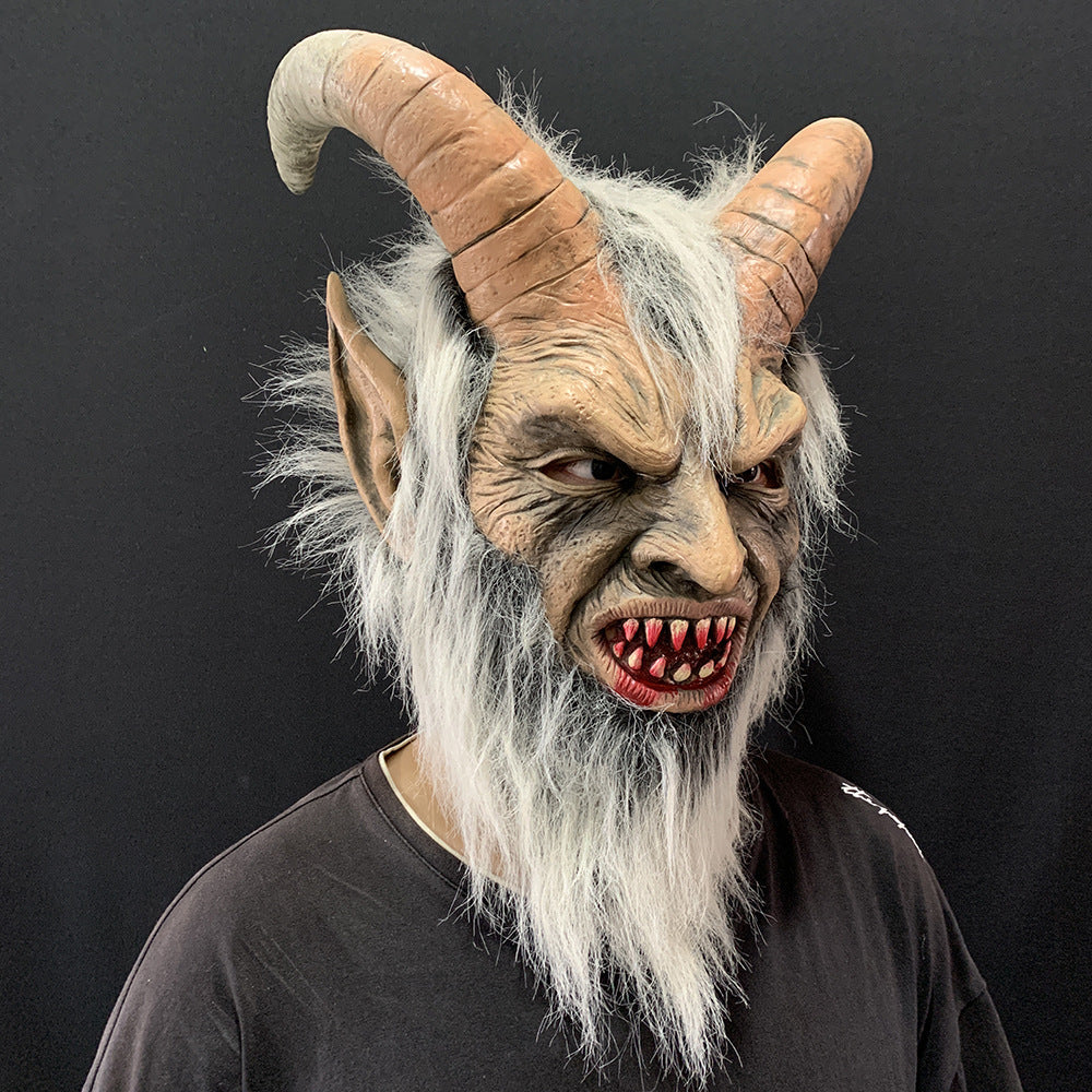 Halloween cosplay horror latex headgear mask with eerie facial details