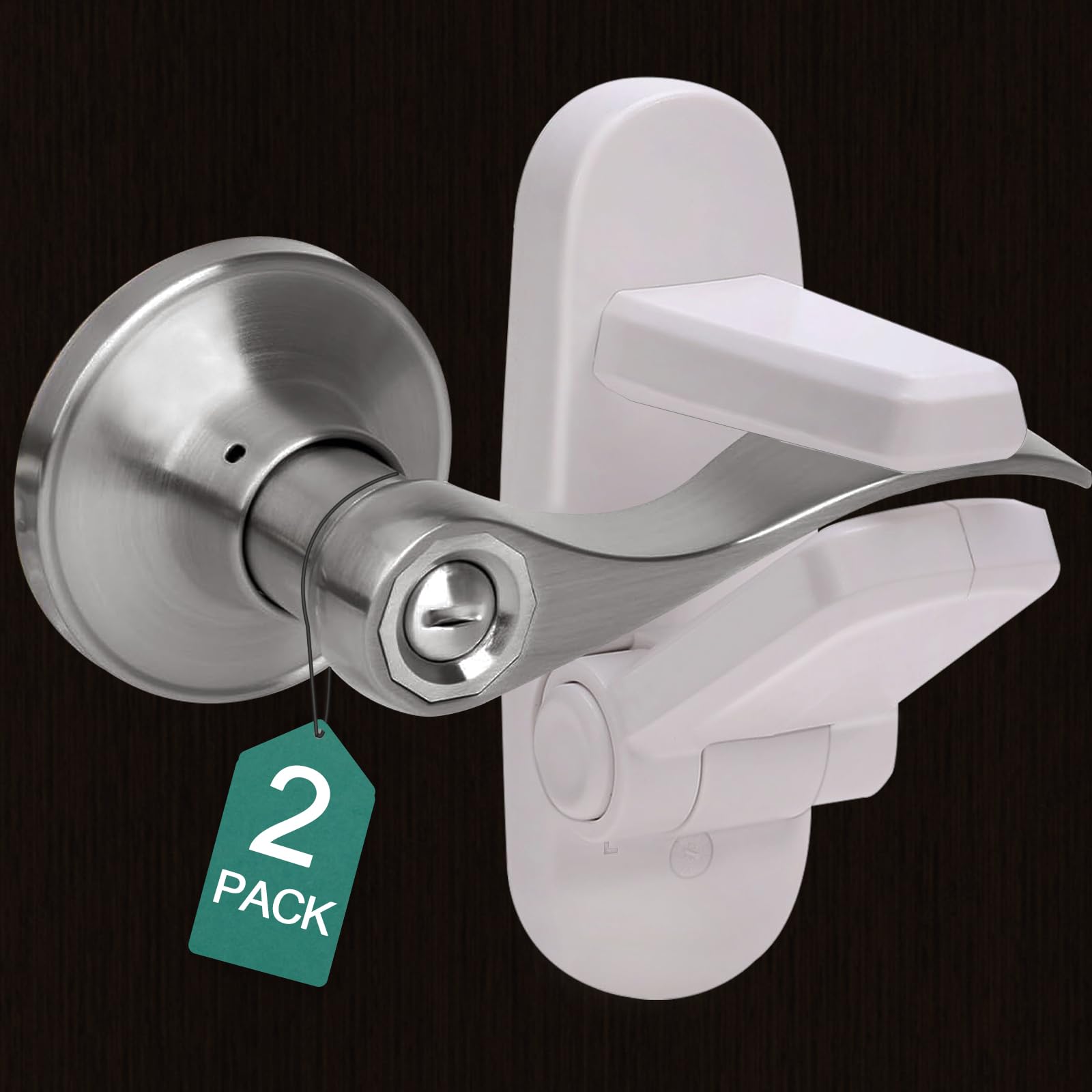 Childproof Door Lever Lock(2 Pack) Door Locks Handle for Kids SafetyPreventing Babies From Opening Doors3M Adhesive and Tool-free InstallationDurable ABS.