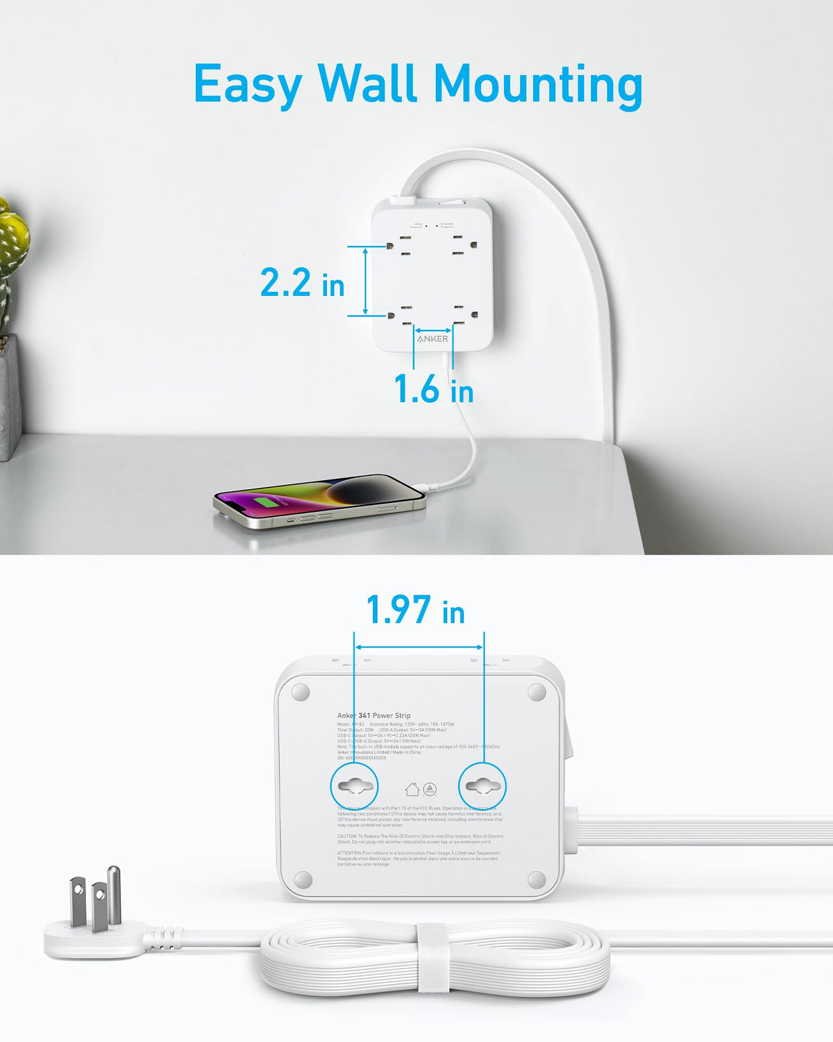 Anker 341 USB Power Strip with multiple USB charging ports for convenient device charging and power management