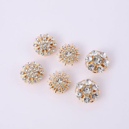 Simple multi-style inlaid rhinestone cufflinks, close-up view of sparkling decorative shirt accessories