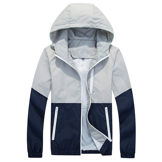 Men's spring and autumn thin hooded fashion trench jacket in a couple style