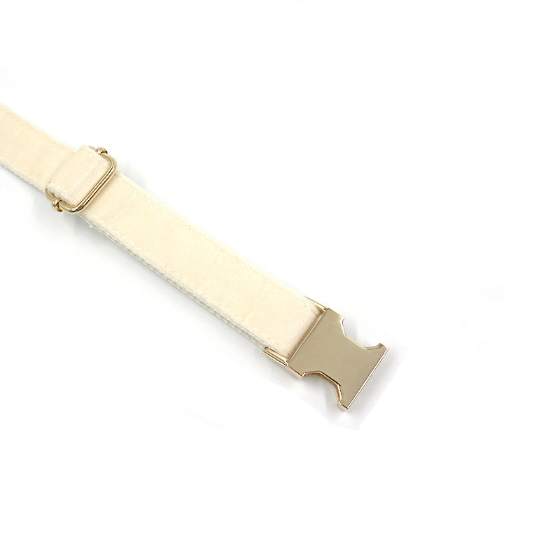 Cream tufted dog collar with gold buckle by My Store