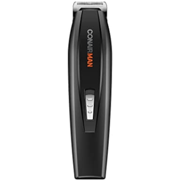 Battery-operated Conair All-In-One beard and mustache trimmer with adjustable blades and ergonomic handle.