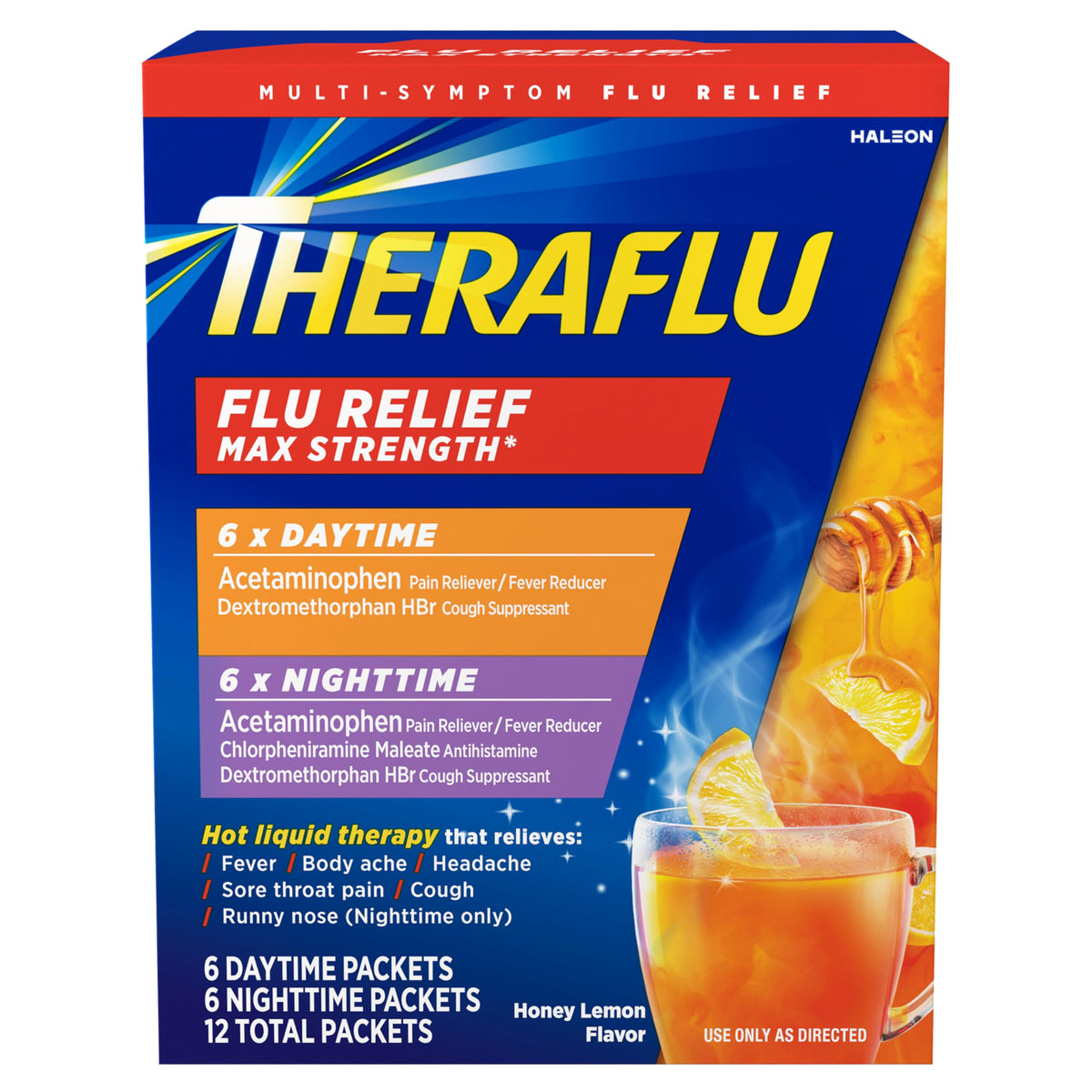 Theraflu Max Strength Day & Night Flu Relief Combo boxes from BACKUPMYFILESNOW® with 12 packets for cold and flu relief.