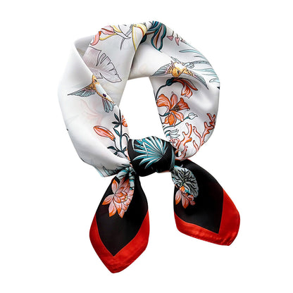 Sun-protective beach floral silk scarf with colorful botanical pattern My Store brand