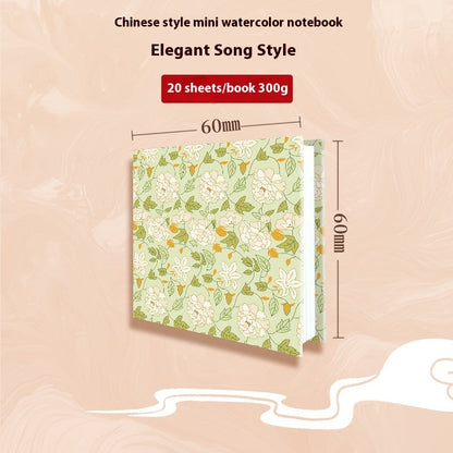 Square fabric watercolor notebook for art students, portable painting sketchbook with textured cover