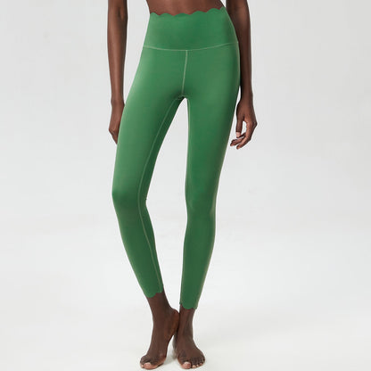 Plus size women’s small wave yoga pants in black Lycra milk leather, tight-fit trousers
