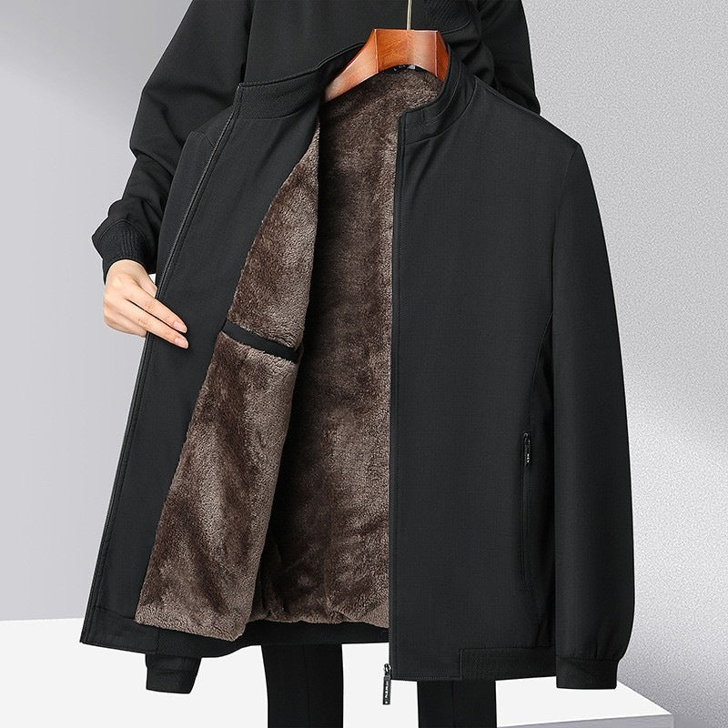 Men's fleece-lined winter jacket, thickened design, front view