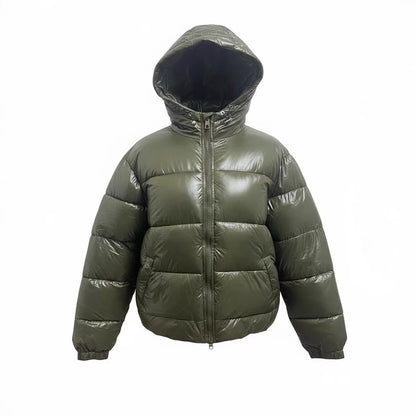 Women's thickened winter sports jacket in black with hood and zip closure