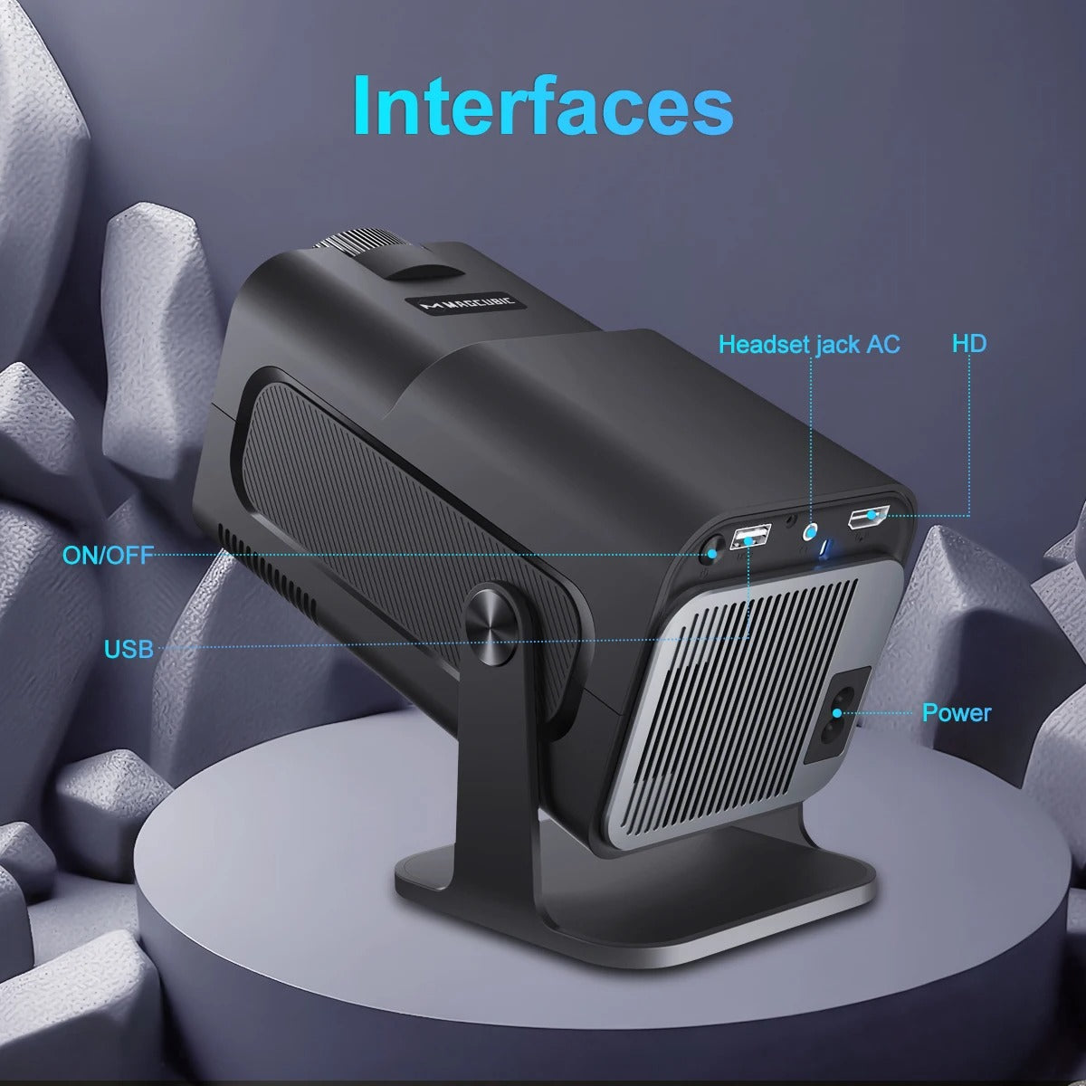 Small 4K wireless WiFi smart projector with compact design and lens visible, My Store brand