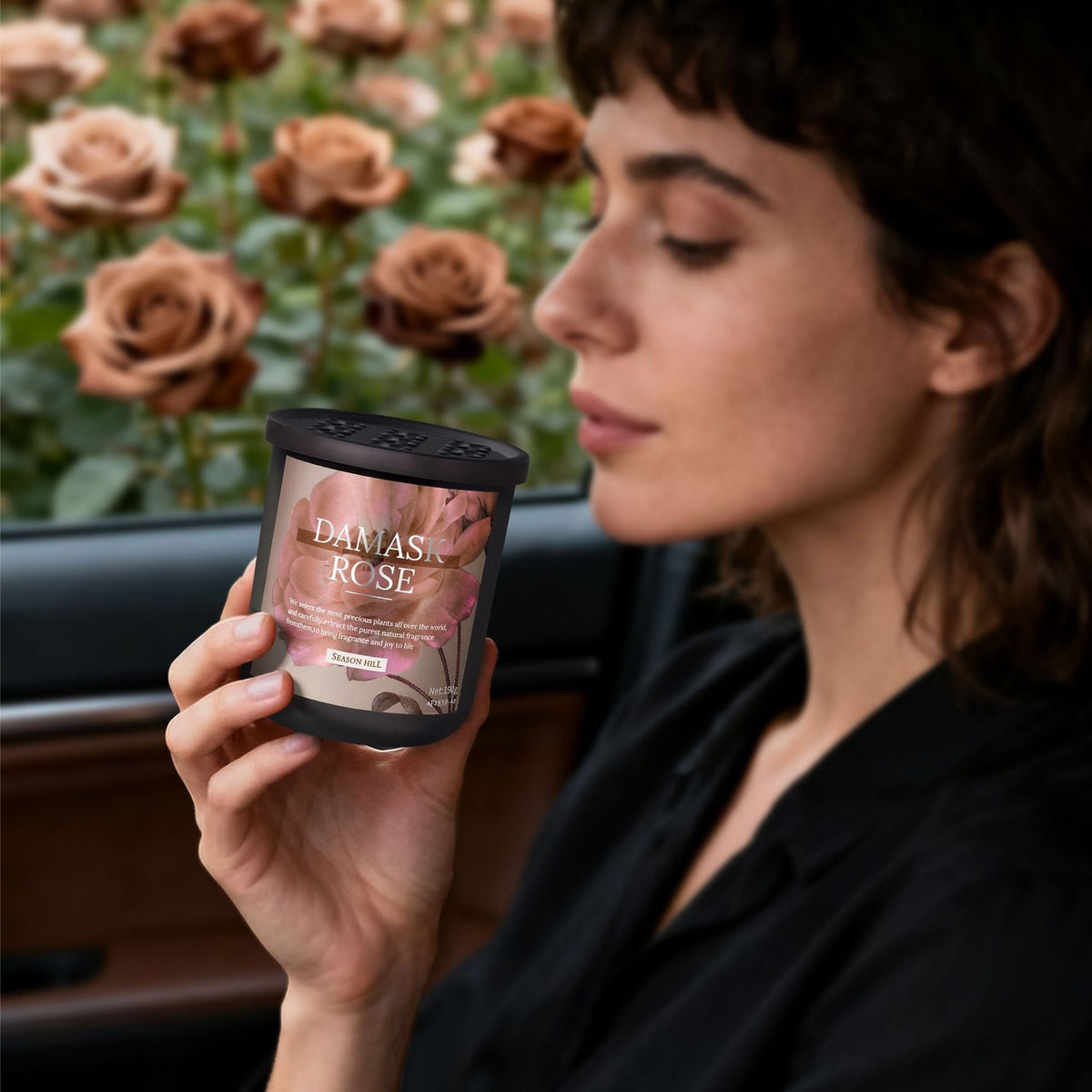Retro floral scented balm solid car air freshener in a decorative tin container
