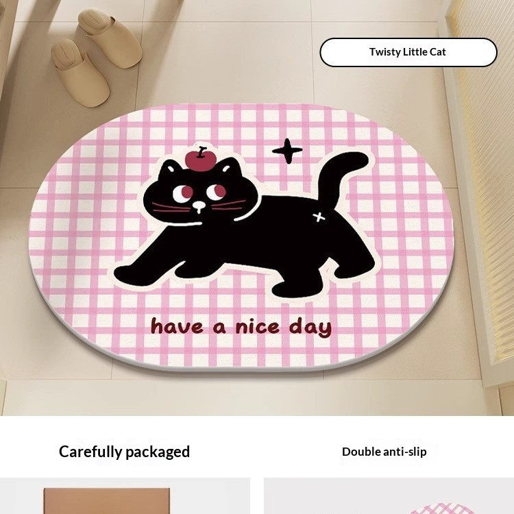 Cartoon quick-drying silica mud floor mat with a colorful playful design