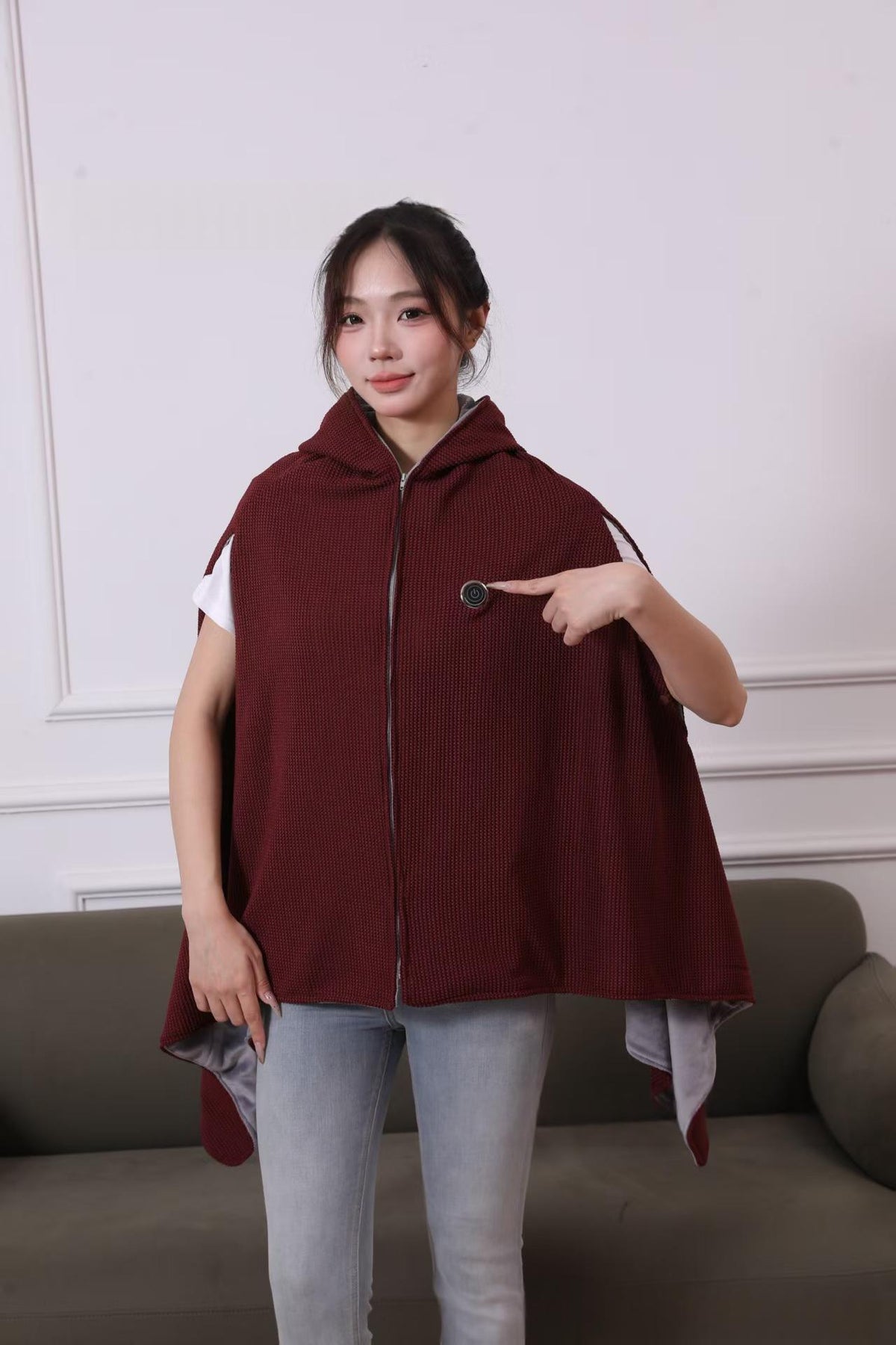 Office Smart Heating Shawl USB in a soft wearable design with visible USB heating cable
